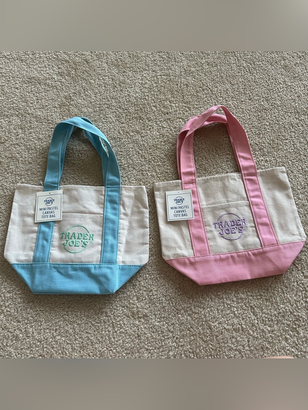 Set of 2 Trader Joe’s mini pastel tote bags